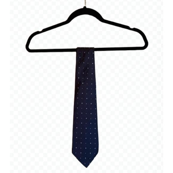 Peter Thomas by Superba Navy Blue & Grey Geometric Silk Necktie - Picture 1 of 7